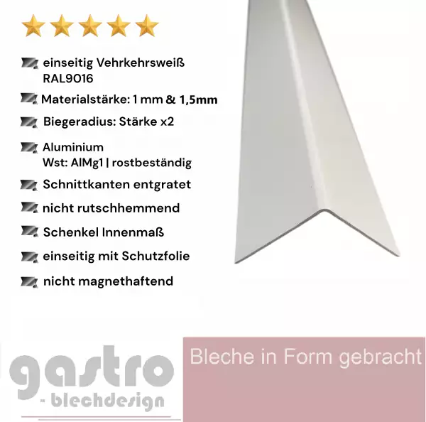 Aluwinkel weiss beschichtet Ral9016 Verkehrsweiß Aluwinkel weiss beschichtet Ral9016 Verkehrsweiß